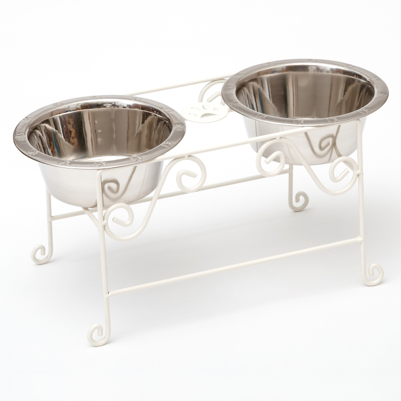 Wrought Iron Quart Pet Feeder - 10" H